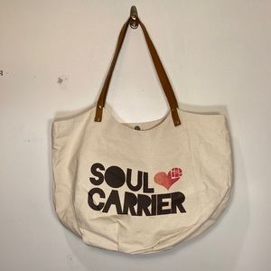 (Soul Carrier) Canvas Bag with leather straps